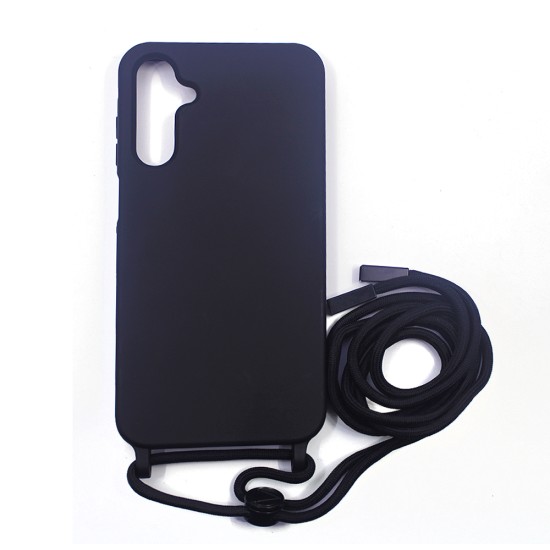 Capa de Silicone com Cordão para Samsung Galaxy A05s Preto